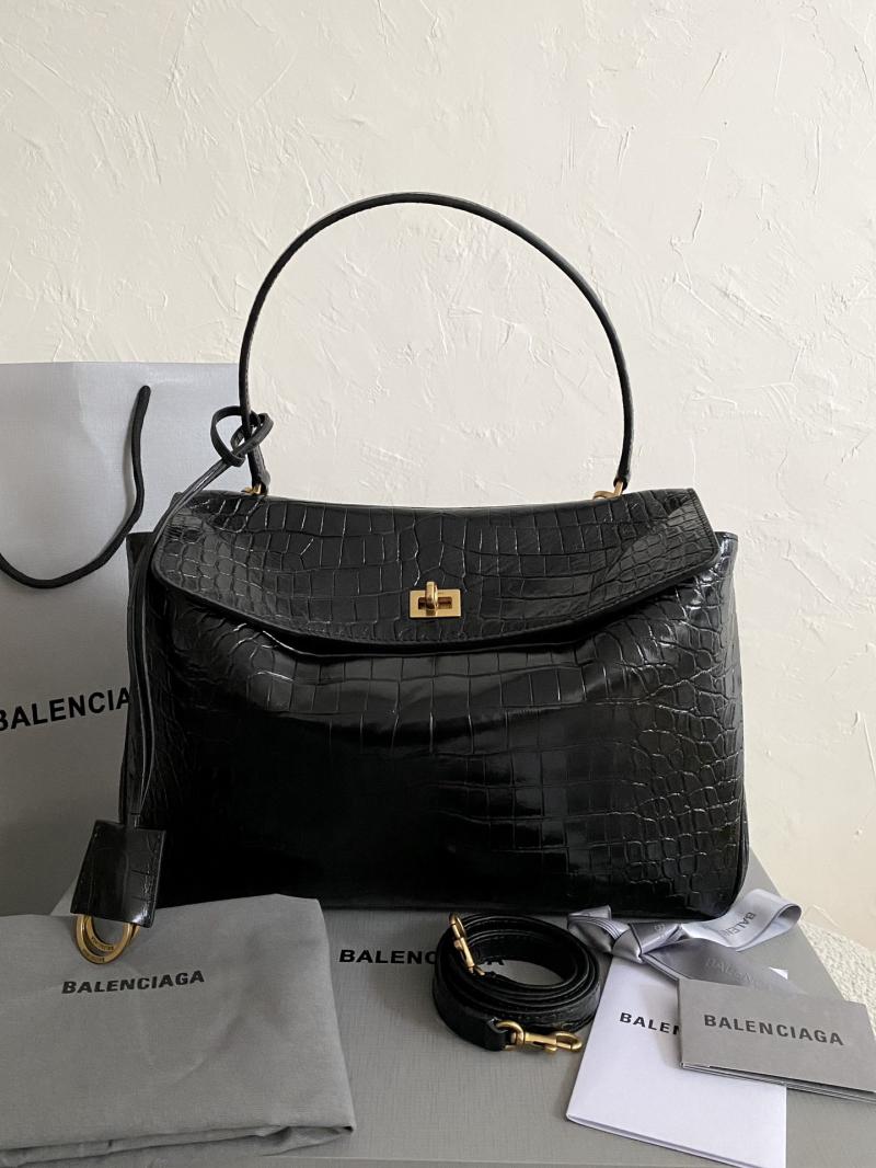 Balenciaga Rodeo Medium Handbag Crocodile Embossed B789772