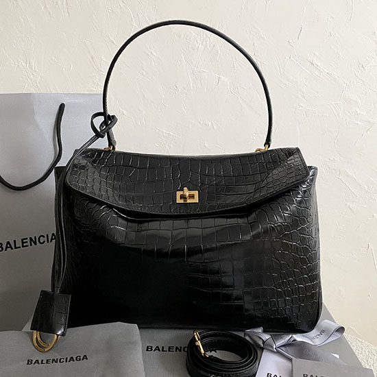 Balenciaga Rodeo Medium Handbag Crocodile Embossed B789772