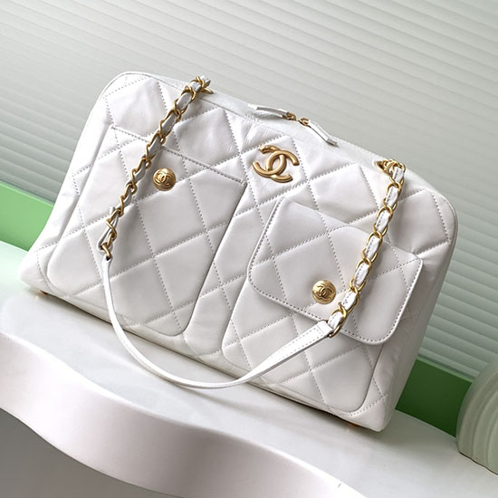 Chanel Calfskin Bowling Bag AS4933 White