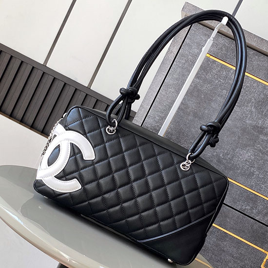 Chanel Cambon Ligne Bowler Bag A0506 Black and White