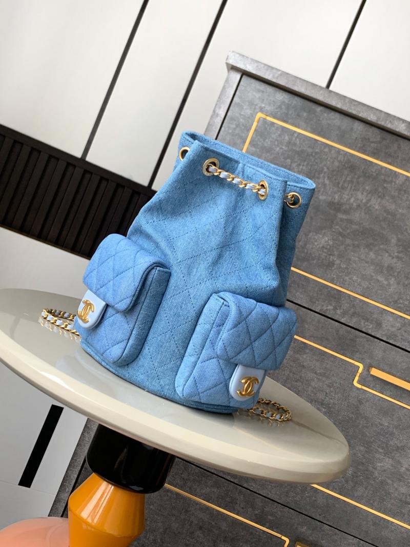 Chanel Denim Backpack Blue AS5310