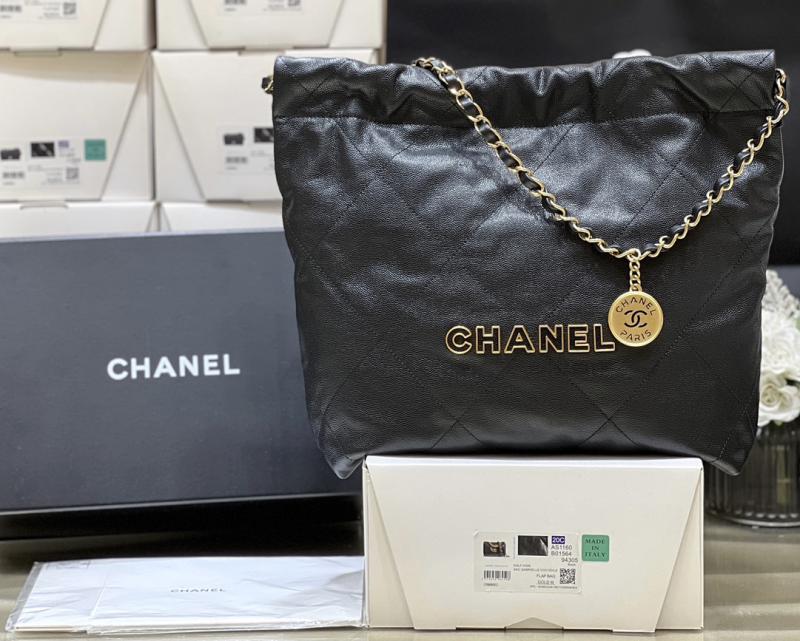 Small Chanel Grained Calfskin 22 Handbag AS3260 Black