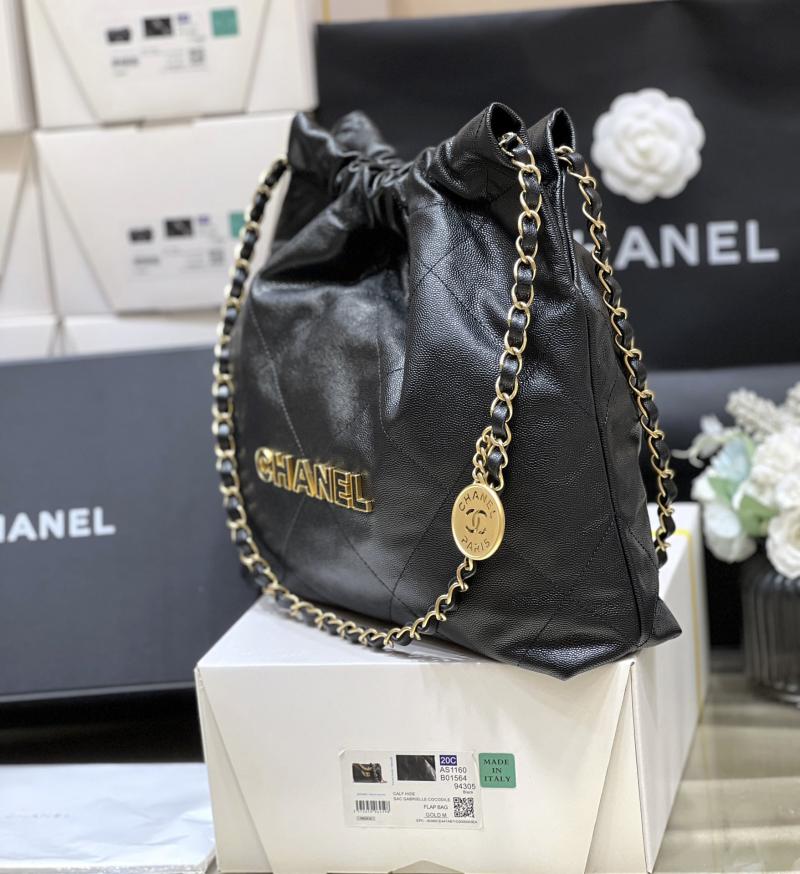 Small Chanel Grained Calfskin 22 Handbag AS3260 Black