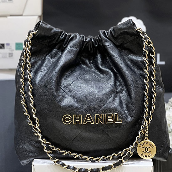 Small Chanel Grained Calfskin 22 Handbag AS3260 Black