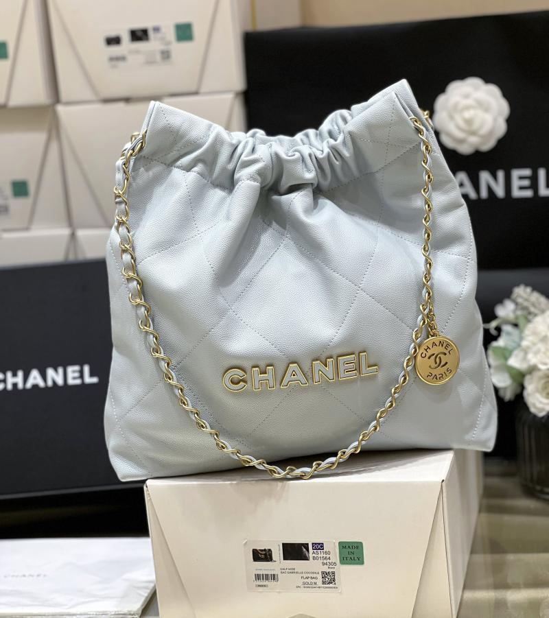 Small Chanel Grained Calfskin 22 Handbag AS3260 Blue