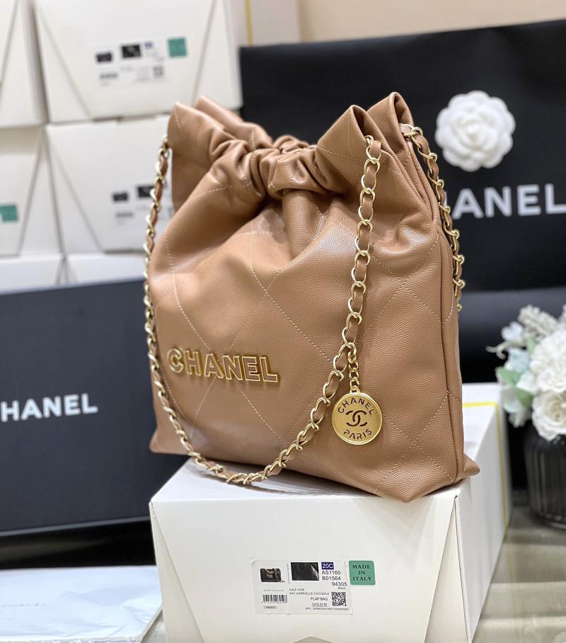 Small Chanel Grained Calfskin 22 Handbag AS3260 Brown