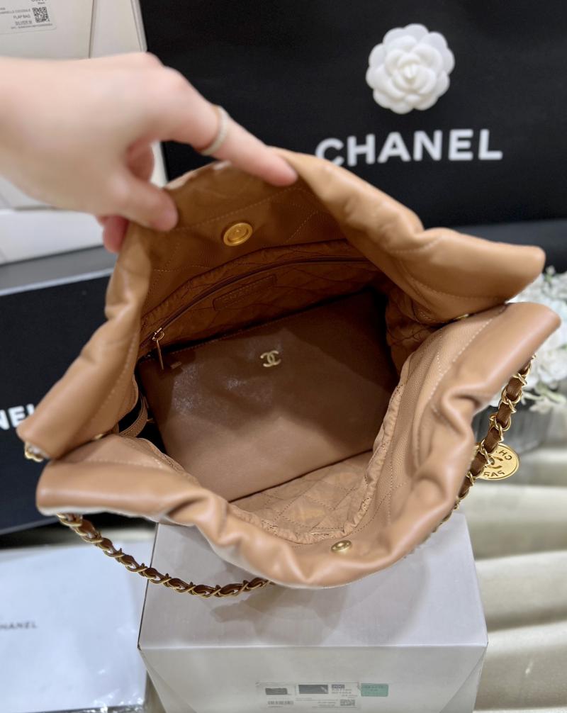 Small Chanel Grained Calfskin 22 Handbag AS3260 Brown