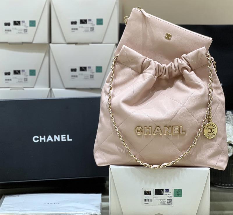 Small Chanel Grained Calfskin 22 Handbag AS3260 Pink