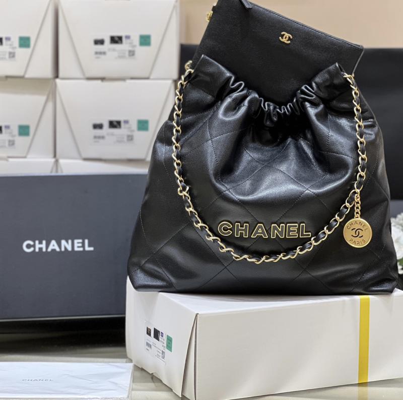 Chanel Grained Calfskin 22 Handbag AS3261 Black