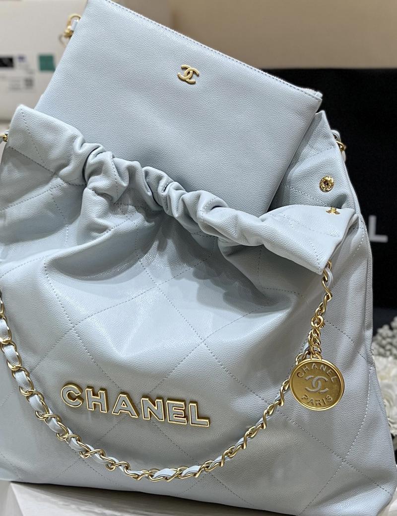 Chanel Grained Calfskin 22 Handbag AS3261 Blue