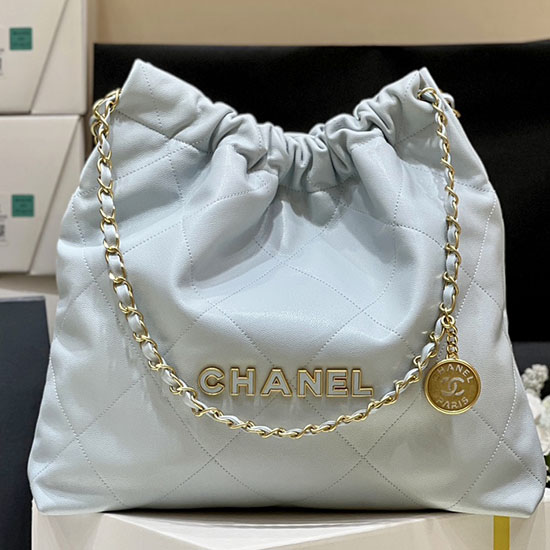 Chanel Grained Calfskin 22 Handbag AS3261 Blue