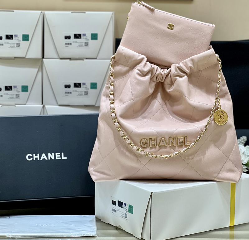 Chanel Grained Calfskin 22 Handbag AS3261 Pink