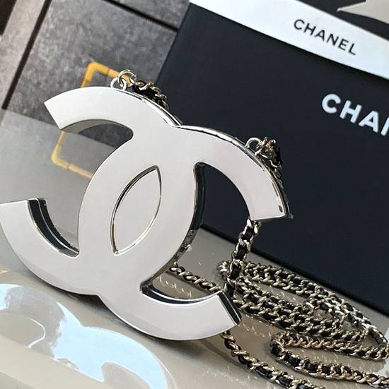 Chanel Logo Purse A54951 Silver