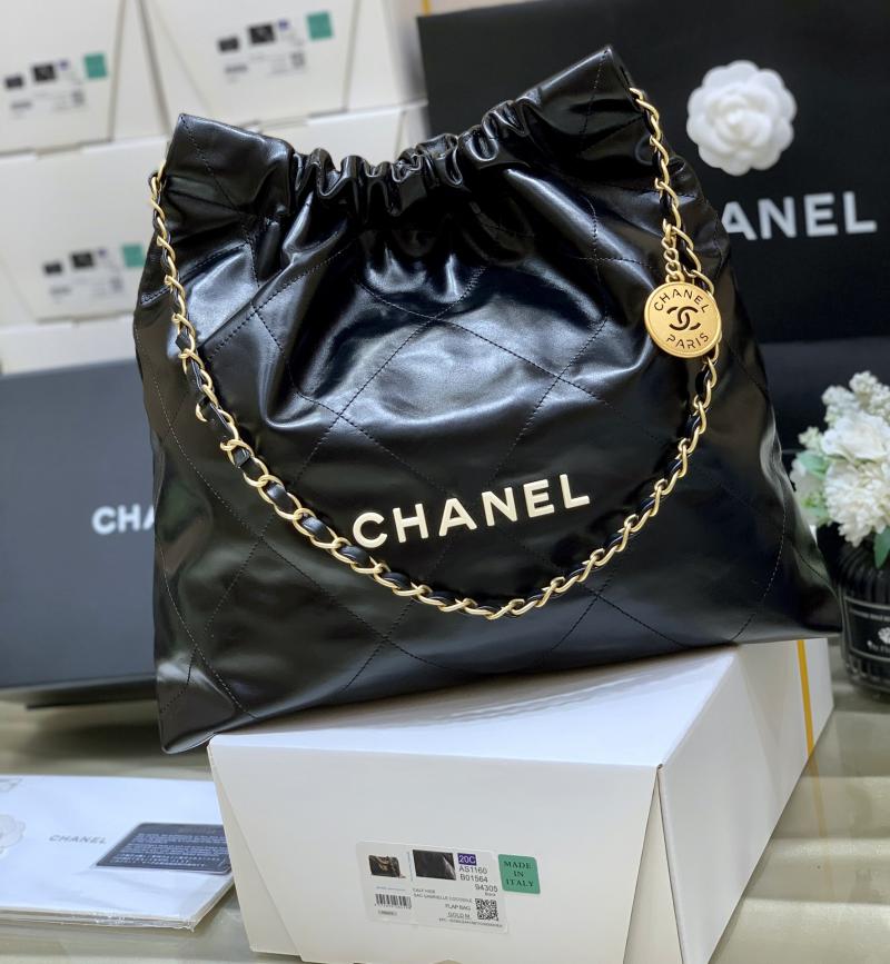 Chanel Shiny Calfskin 22 Handbag AS3261 Black