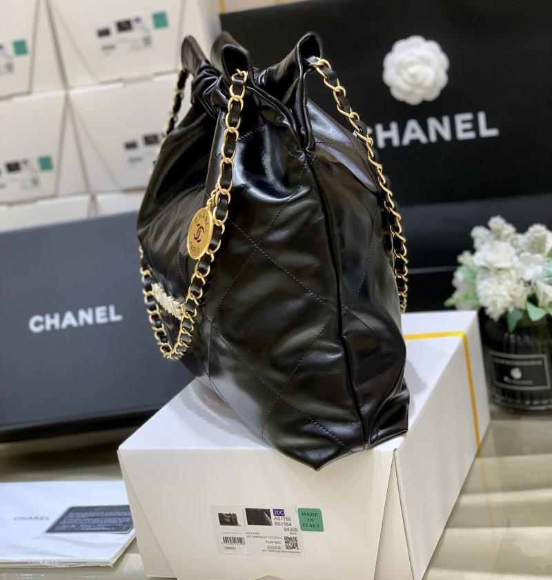 Chanel Shiny Calfskin 22 Handbag AS3261 Black