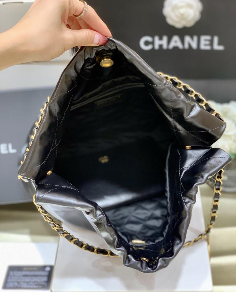 Chanel Shiny Calfskin 22 Handbag AS3261 Black