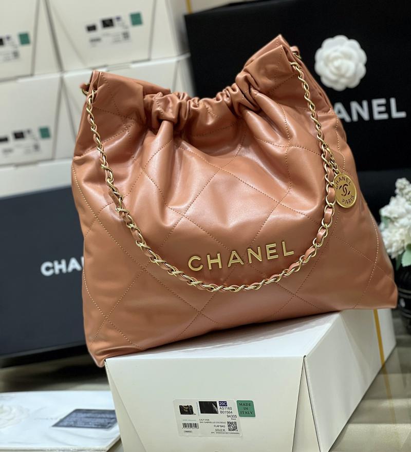 Chanel Shiny Calfskin 22 Handbag AS3261 Caramel