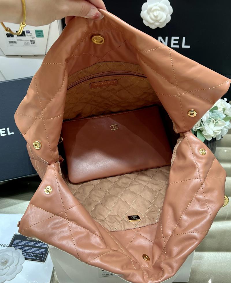 Chanel Shiny Calfskin 22 Handbag AS3261 Caramel