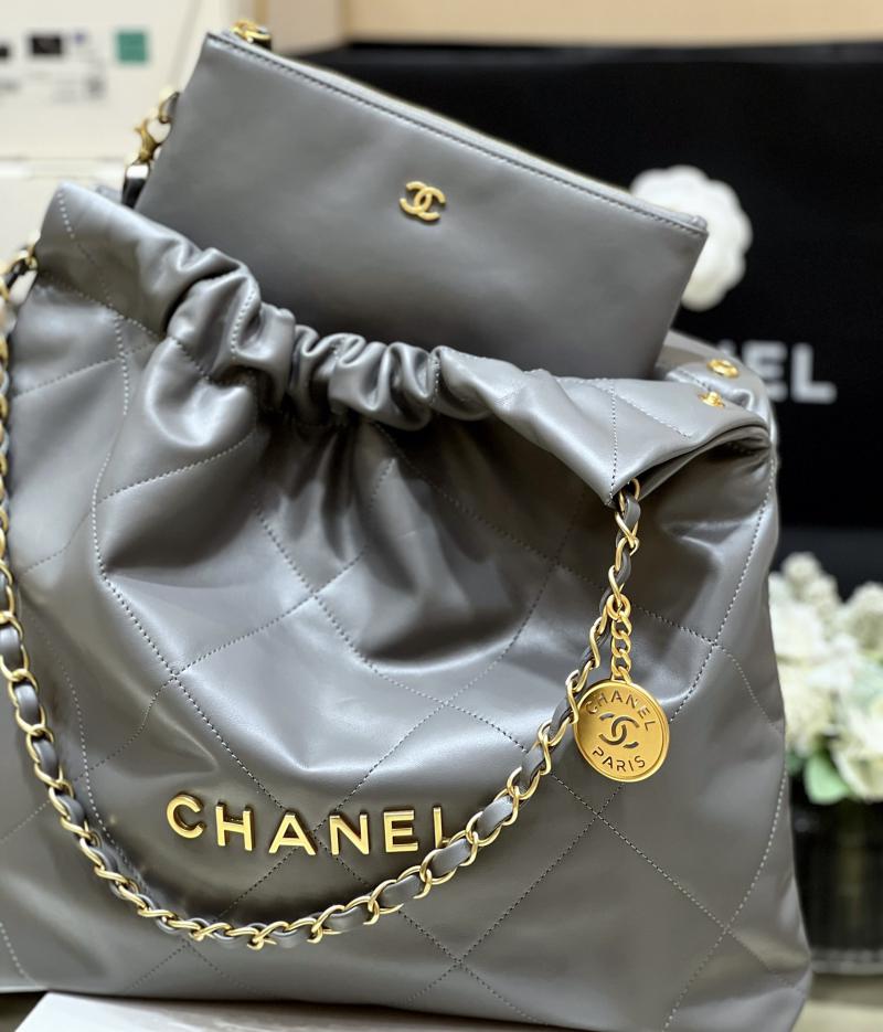 Chanel Shiny Calfskin 22 Handbag AS3261 Grey