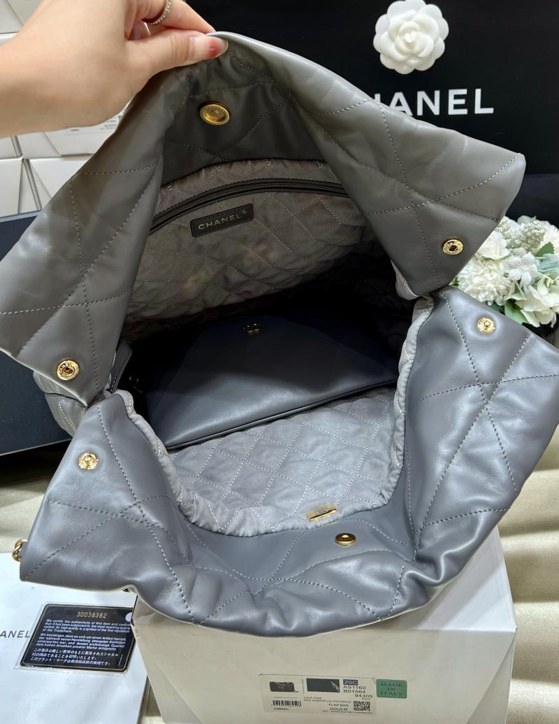 Chanel Shiny Calfskin 22 Handbag AS3261 Grey