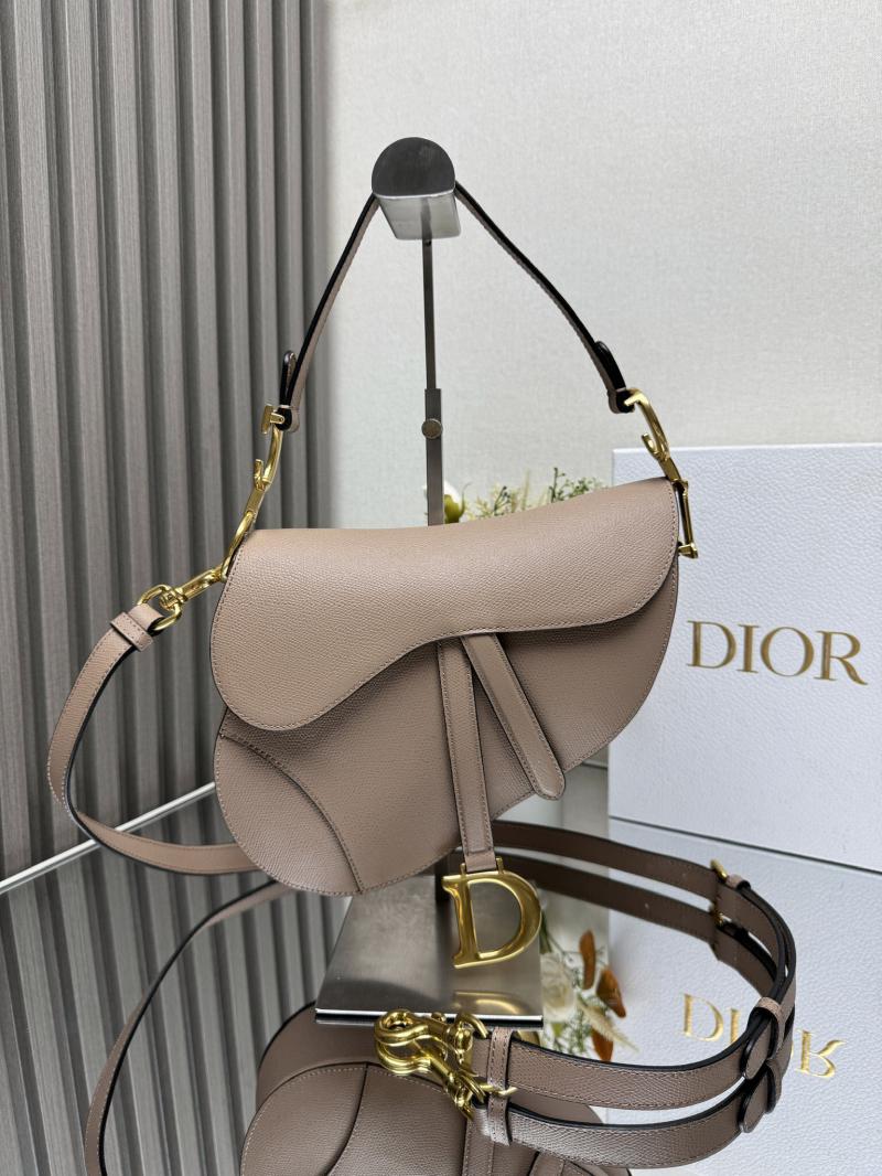 Dior Grained Calfskin Saddle Bag With Strap M0455 Beige