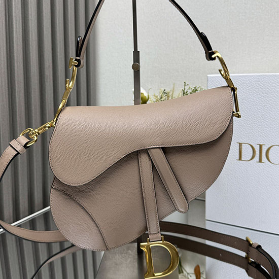 Dior Grained Calfskin Saddle Bag With Strap M0455 Beige