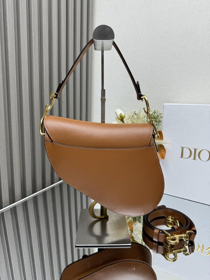 Dior Grained Calfskin Saddle Bag With Strap M0455 Camel