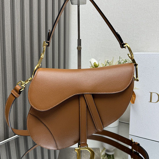 Dior Grained Calfskin Saddle Bag With Strap M0455 Camel