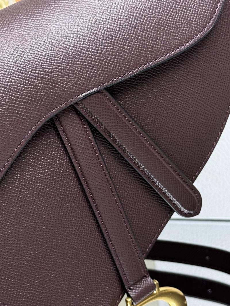 Dior Grained Calfskin Saddle Bag With Strap M0455 Dark Burgundy