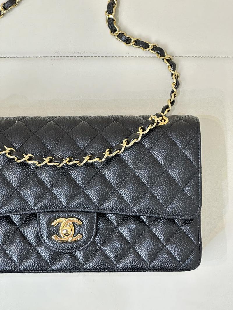 Medium Chanel Caviar Flap Bag A01112 Black with Gold