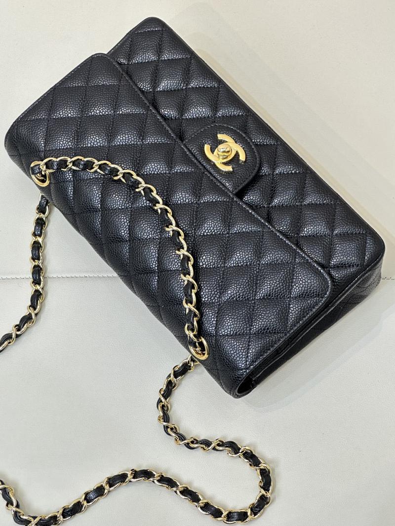 Medium Chanel Caviar Flap Bag A01112 Black with Gold