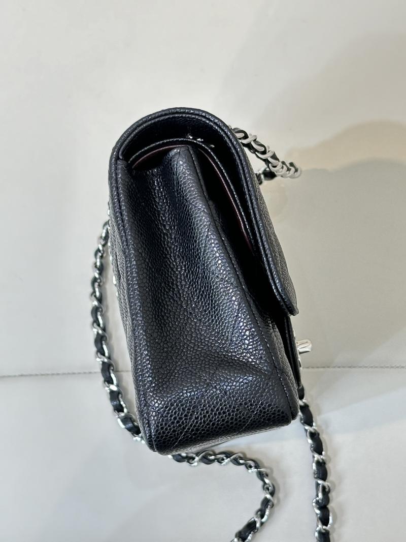 Medium Chanel Caviar Flap Bag A01112 Black with Silver