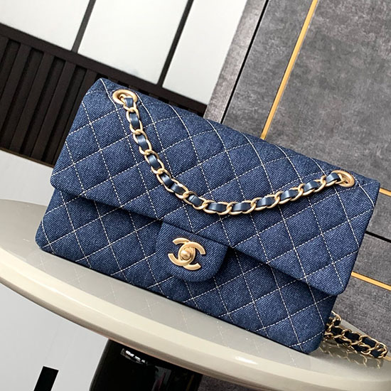 Medium Chanel Denim Flap Bag Blue A01112