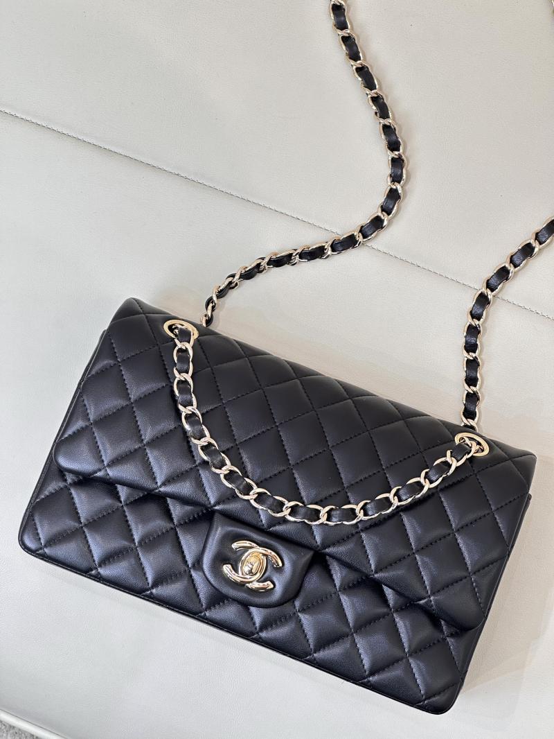 Medium Chanel Lambskin Flap Bag A01112 Black with Gold