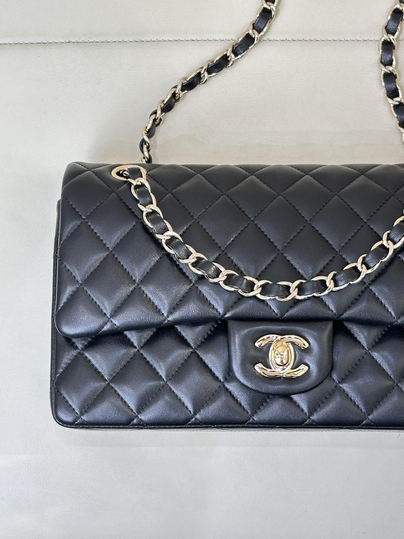 Medium Chanel Lambskin Flap Bag A01112 Black with Gold