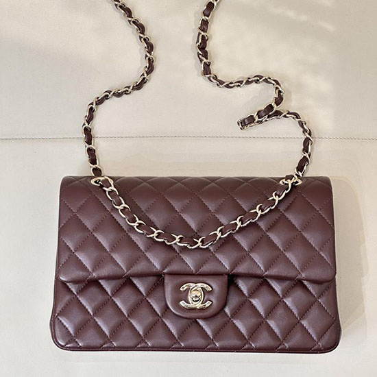 Medium Chanel Lambskin Flap Bag A01112 Burgundy