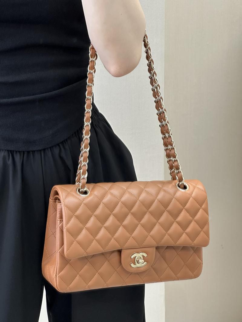 Medium Chanel Lambskin Flap Bag A01112 Caramel