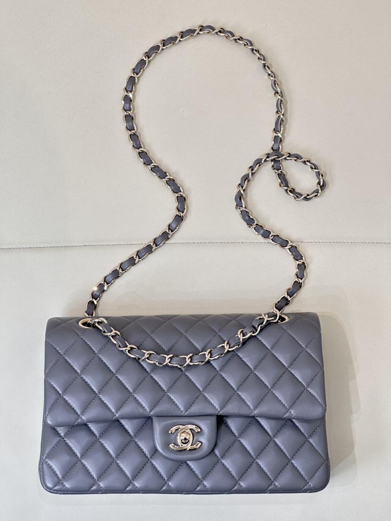 Medium Chanel Lambskin Flap Bag A01112 Grey