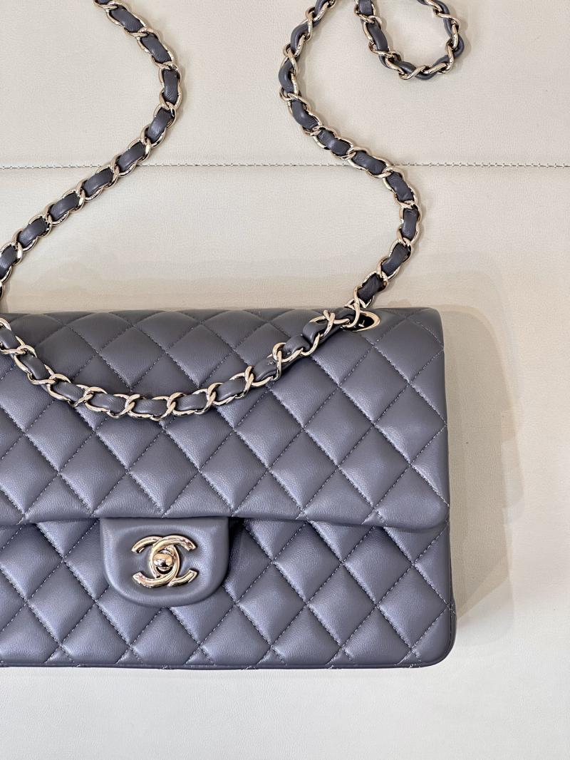 Medium Chanel Lambskin Flap Bag A01112 Grey