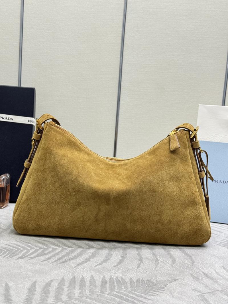 Prada Aimee large Suede shoulder bag 1BC228 Beige