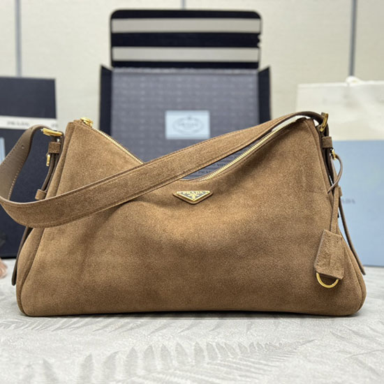 Prada Aimee large Suede shoulder bag 1BC228 Sued