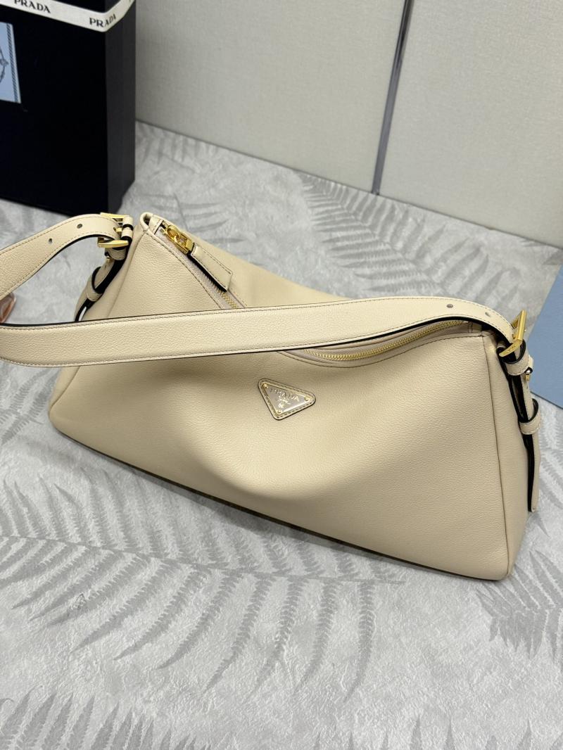 Prada Aimee large leather shoulder bag 1BC228 Beige