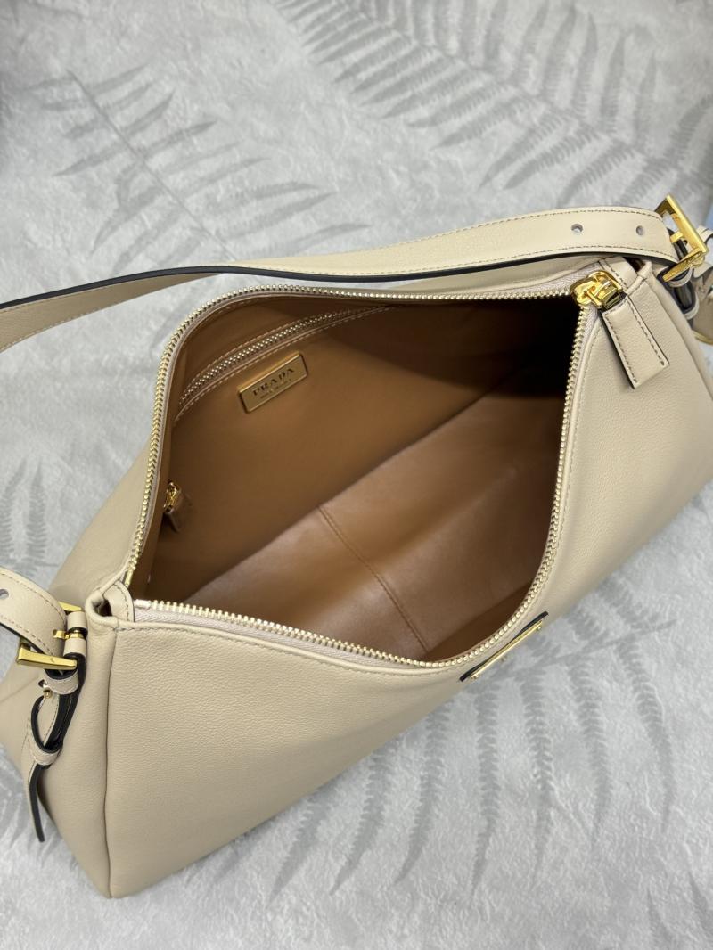 Prada Aimee large leather shoulder bag 1BC228 Beige