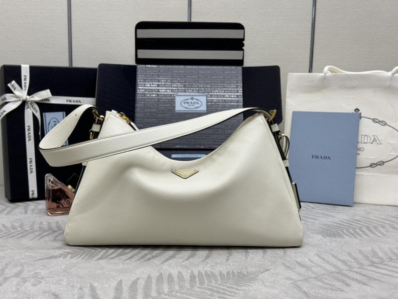 Prada Aimee large leather shoulder bag 1BC228 White