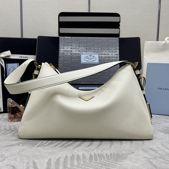 Prada Aimee large leather shoulder bag 1BC228 White