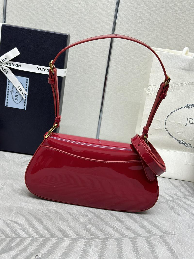 Prada Brushed Leather Shoulder Bag Red 1BD345