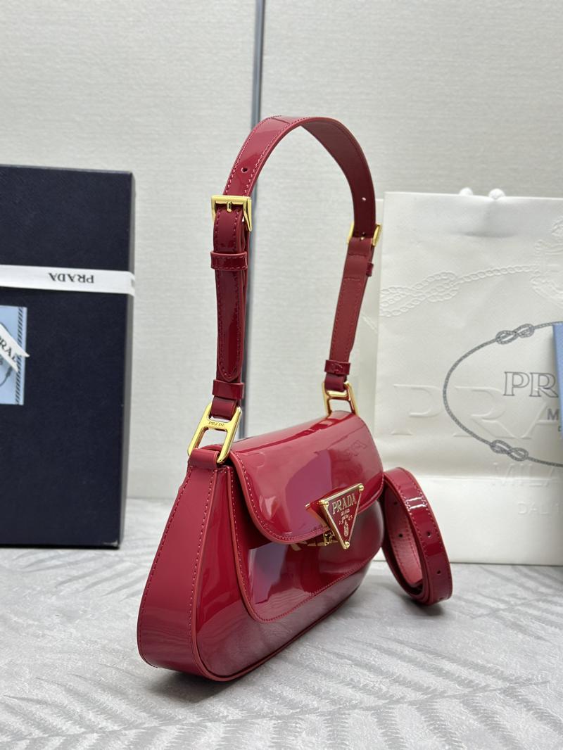 Prada Brushed Leather Shoulder Bag Red 1BD345