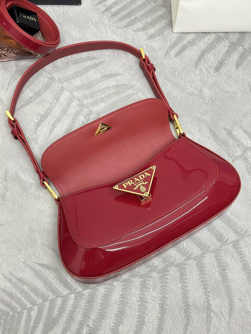 Prada Brushed Leather Shoulder Bag Red 1BD345