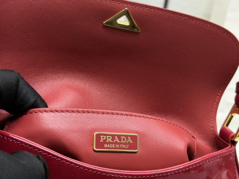 Prada Brushed Leather Shoulder Bag Red 1BD345