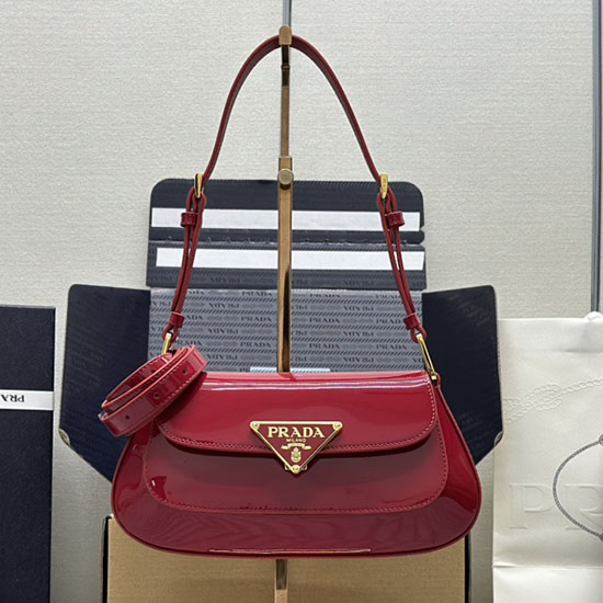 Prada Brushed Leather Shoulder Bag Red 1BD345